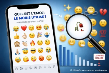 Quel est l'emoji le moins utilisé parmi tous les caractères spéciaux ?